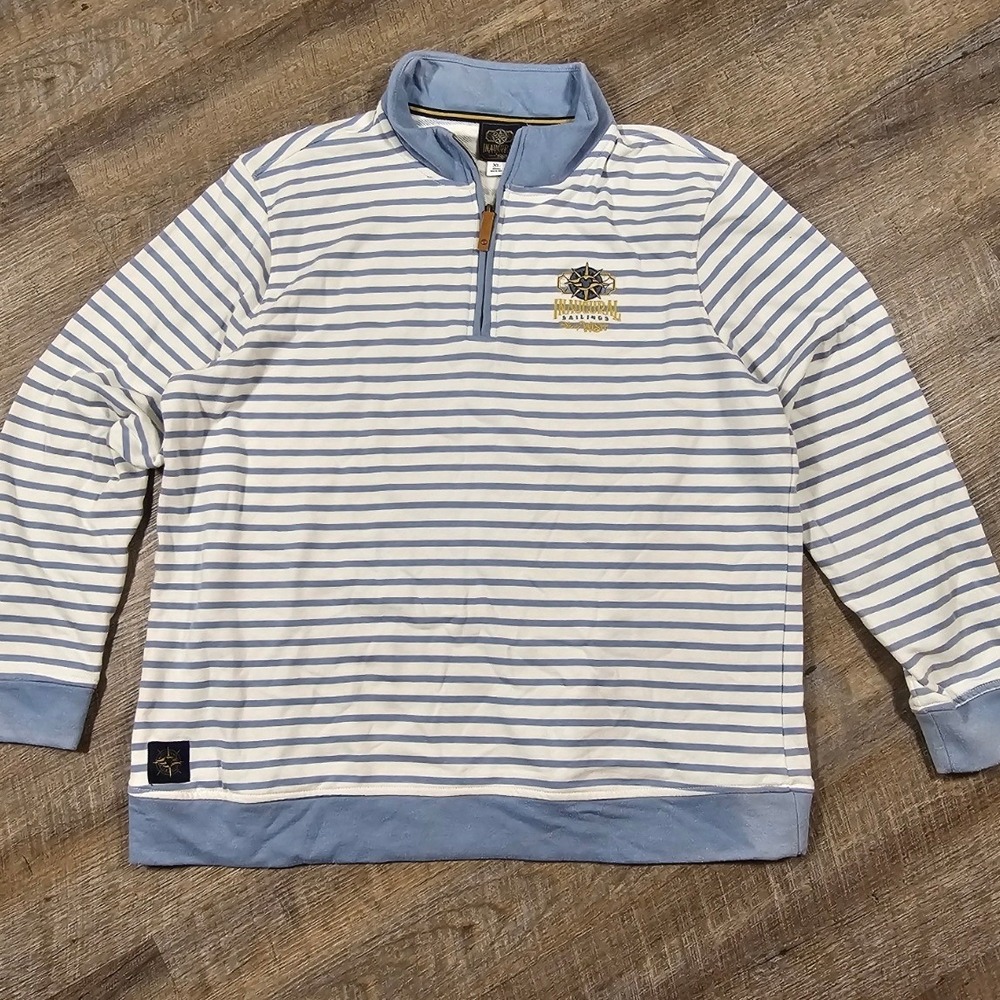 Disney Wish Inaugural Sailings Quarter Zip Pullover Blue White Striped Mens XL